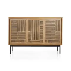 CRATE & BARREL - Aparador Keenan de Madera de Teca 3 Puertas