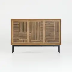 CRATE & BARREL - Aparador Keenan de Madera de Teca 3 Puertas