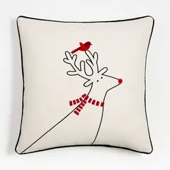 CRATE & BARREL - Funda de Cojín Navideña de Reno 58x58m