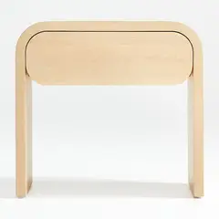 CRATE & BARREL - Mesa de Noche Cortez Natural de Madera de Roble 1 Cajón