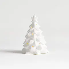 CRATE & BARREL - Mini Árbol De Navidad De Cerámica Blanca Led