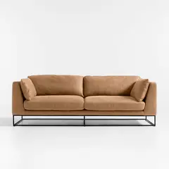 CRATE & BARREL - Sofá Delancey Chamois de Cuero de 3 Cuerpos