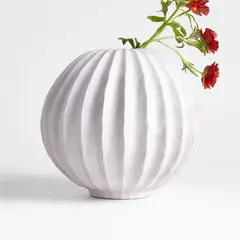 CRATE & BARREL - Jarrón Redondo Warren De Gres Blanco 23cm