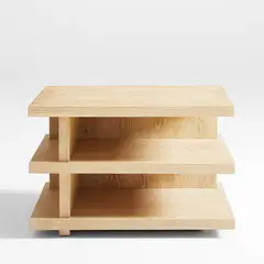 CRATE & BARREL - Mesa Auxiliar Stria de Madera Natural de Roble