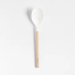 CRATE & BARREL - Cuchara Ranurada de Silicona con Mango de Madera