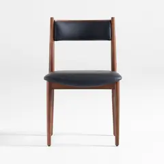 CRATE & BARREL - Silla de Comedor Petrie Barley Ashde de Cuero con Estructura de Madera