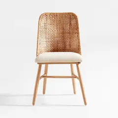 CRATE & BARREL - Silla de Comedor de Terraza Astrid de Ratán con Patas de Madera