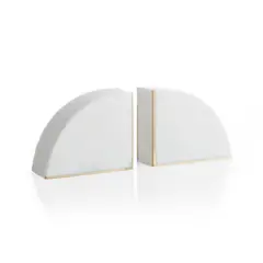 CRATE & BARREL - Juego de 2 Soportes para Libros de Mármol Blanco
