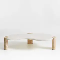 CRATE & BARREL - Mesa De Centro Sassolino De Hormigón Y Madera Nudosa