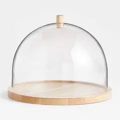 CRATE & BARREL - Tabla De Servir Redonda Arla De Madera Con Tapa Acrílica