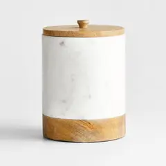 CRATE & BARREL - Canister Grande De Mármol Y Madera