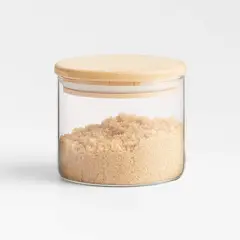 CRATE & BARREL - Contenedor Hermético de Vidrio con Tapa de Bambú