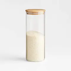 CRATE & BARREL - Contenedor Hermético de Vidrio con Tapa de Bambú