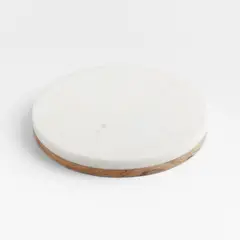 CRATE & BARREL - Salvamanteles De Mármol Con Base De Madera