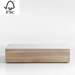 CRATE & BARREL - Mesa De Centro Troupe De Madera Con Mármol