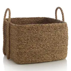 CRATE & BARREL - Canasta Cuadrada con Asa de Soga Tyler