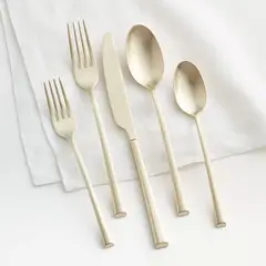 CRATE & BARREL - Set de Cubiertos de 5 Piezas Cortland Champagne