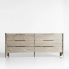 CRATE & BARREL - Cómoda Casa de Madera de Roble 6 Cajones