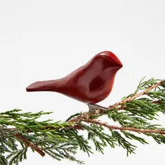 CRATE & BARREL - Adorno Navideño Rojo De Ave