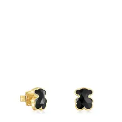 TOUS - Aretes Plata Baño Onix Oso 10mm