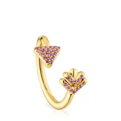 TOUS - Anillo De Plata Bano Oro Flec