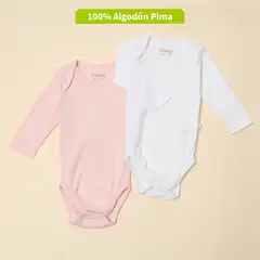 CONIGLIO - Body Bebé Niña Pack X2 Manga Larga Algodón Pima