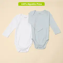 CONIGLIO - Body Bebé Niño Pack X2 Manga Larga Algodón Pima