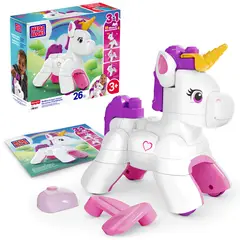 MEGA BLOKS - Construcción 3 en 1 Unicornio Arma y Brilla 3+
