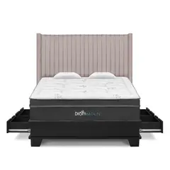 DROM - Dormitorio Moln Laqueado Con 4 Cajones King Beige