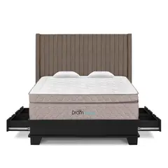 DROM - Dormitorio Mild Laqueado Con 4 Cajones King Marrón