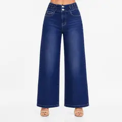 KANSAS - Jean Wide Leg Tiro Medio Mujer