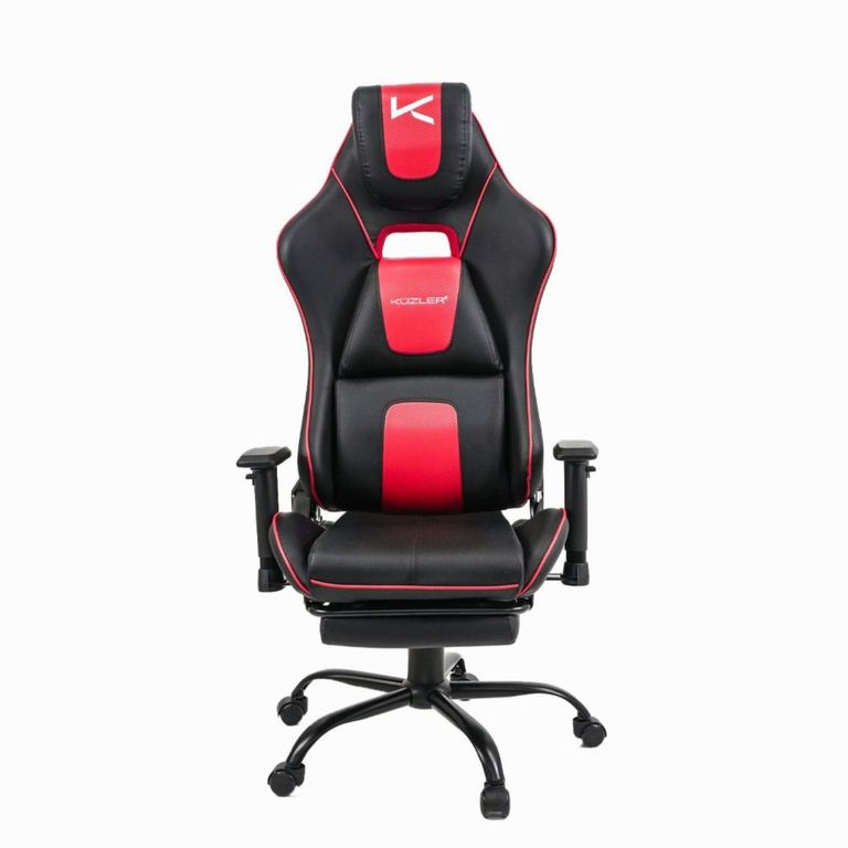 Silla Gamer Negro Rojo con Reposapies y Base Metalica