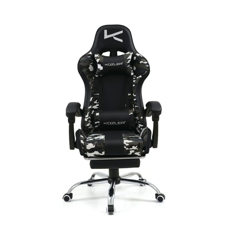 Silla Gamer Camuflada con Reposapies y Base metalica