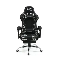 KUZLER - Silla Gamer Camuflada con Reposapies y Base metalica