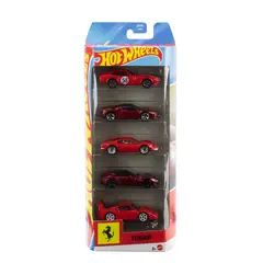 HOT WHEELS - Pack 5 Autos de Colección Ferrari a Escala 1:64