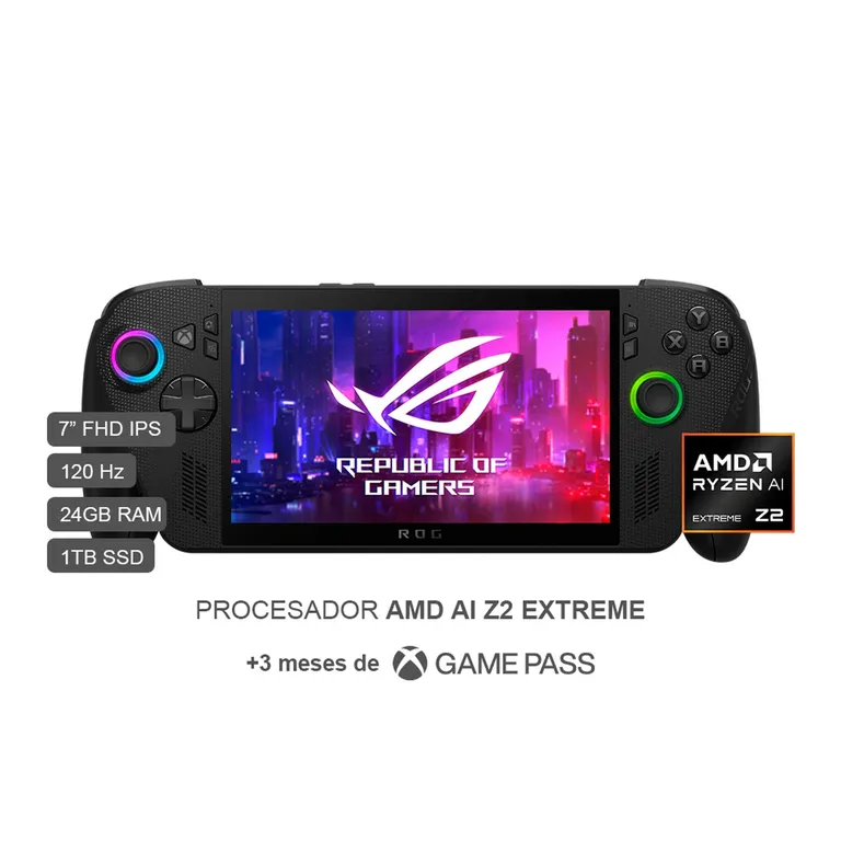 Consola Rog Xbox Ally X Amd Ryzen Ai Z2 Extreme 24gb Ram 1tbssd 7" Fhd.