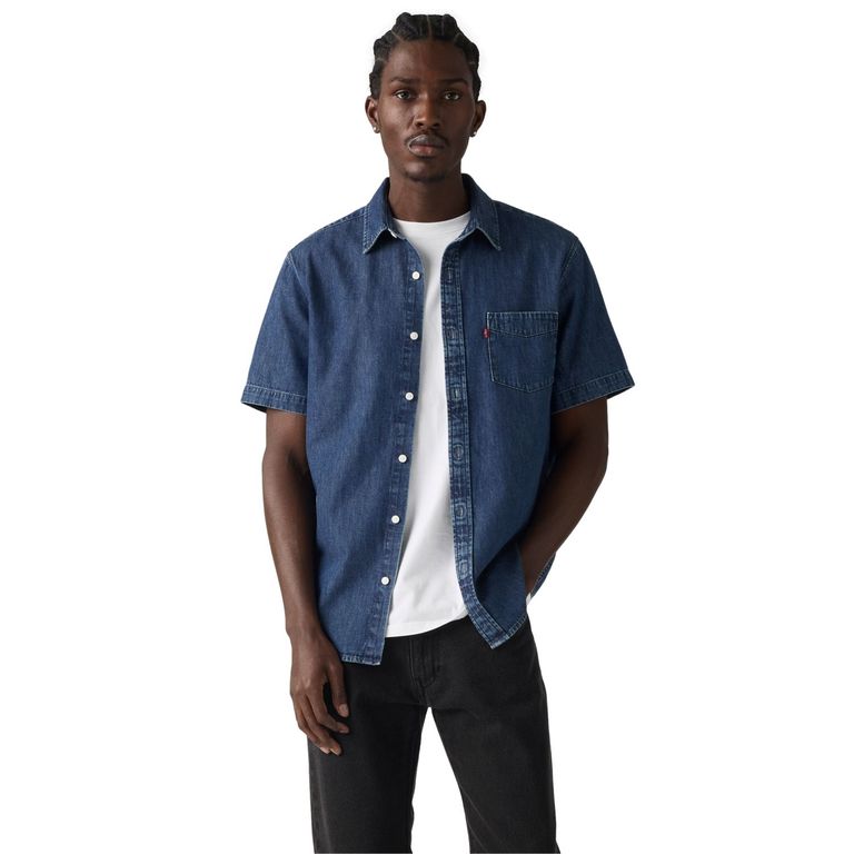 Camisa Hombre Manga Corta Classic 1 Pocket Standrd Azul