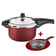 TRAMONTINA - Olla a Presión Antiadherente Vancouver 6 Lt + Sartén 13 cm