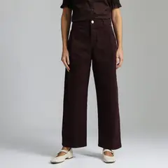 BASEMENT - Pantalón Wide Leg Tiro Alto Mujer
