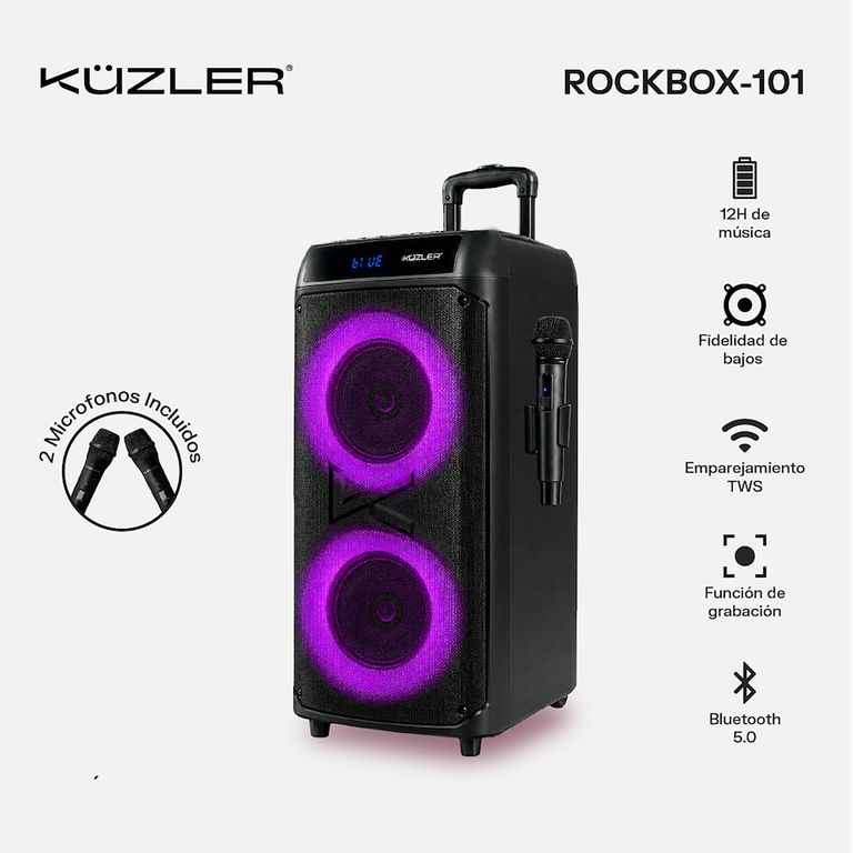 Torre de Sonido Bluetooth 12h Con 2 Microfonos ROCKBOX-1