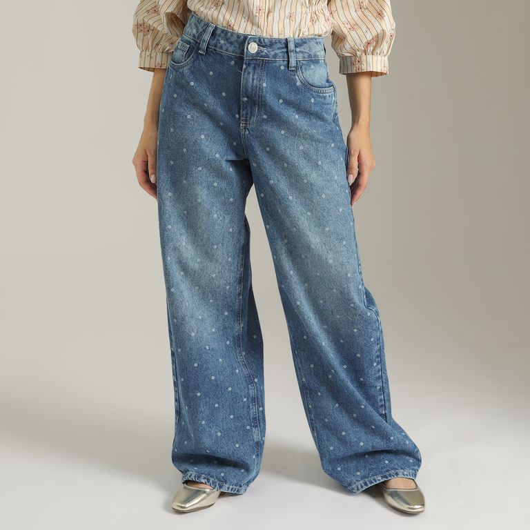 Jean Baggy Tiro Alto Mujer