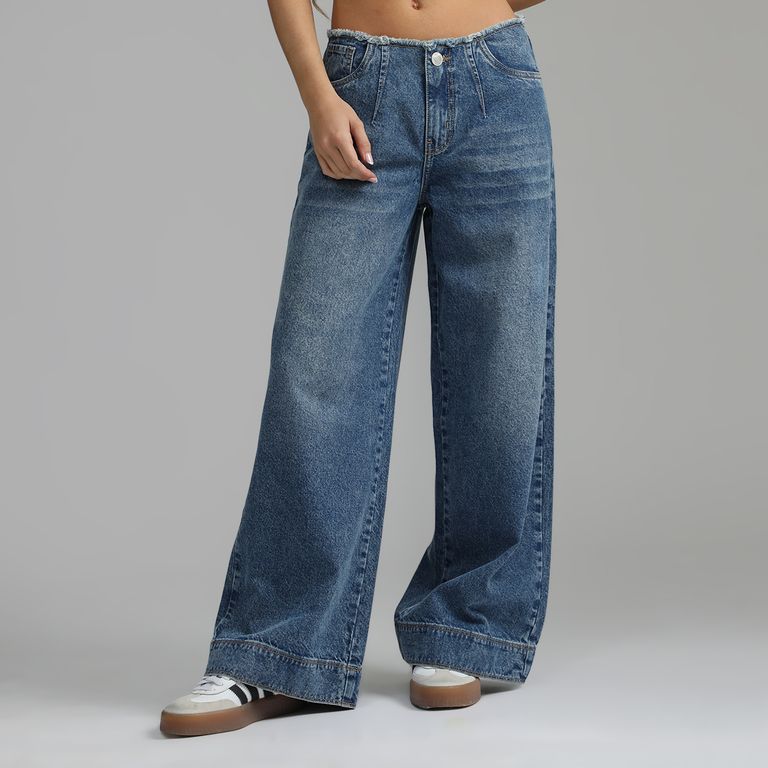 Jean Wide Leg Tiro Bajo Mujer
