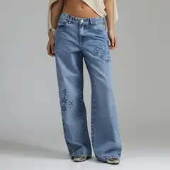 SYBILLA - Jean Baggy Tiro Medio Mujer