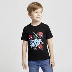 SPIDERMAN - Polo Niño Manga Corta Algodón Negro