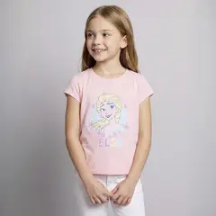 FROZEN - Polo Niña Manga Corta Algodón Rosado