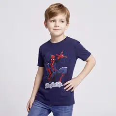 SPIDERMAN - Polo Niño Manga Corta Algodón Azul