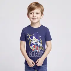 SONIC - Polo Niño Manga Corta Algodón Azul