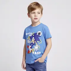 SONIC - Polo Niño Manga Corta Algodón Azul Italiano