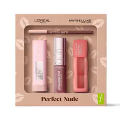 LOREAL PARIS - Lip Combo Perfect Nude: Lifter Glaze + Hyaluron Tint + Teddy Tint + Lifter Liner