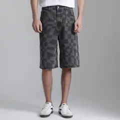 ECKO - Bermuda Denim Baggy 100% Algodón Cuadros Bordado Hombre